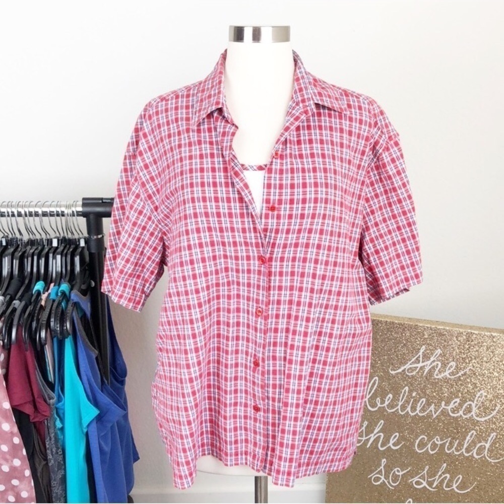 Company One plaid buttoned down top